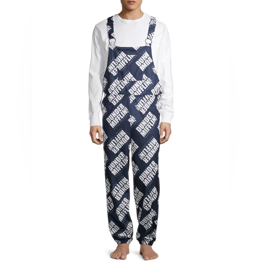 The Office Dunder Mifflin Jammerall Navy Blue Sleepwear Coveralls Unisex Size L